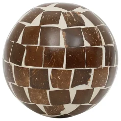 Fabrique de Styles Petits Objets Déco*Lot de 6 boules décoratives en résine brun et blanc d10cm - Komati