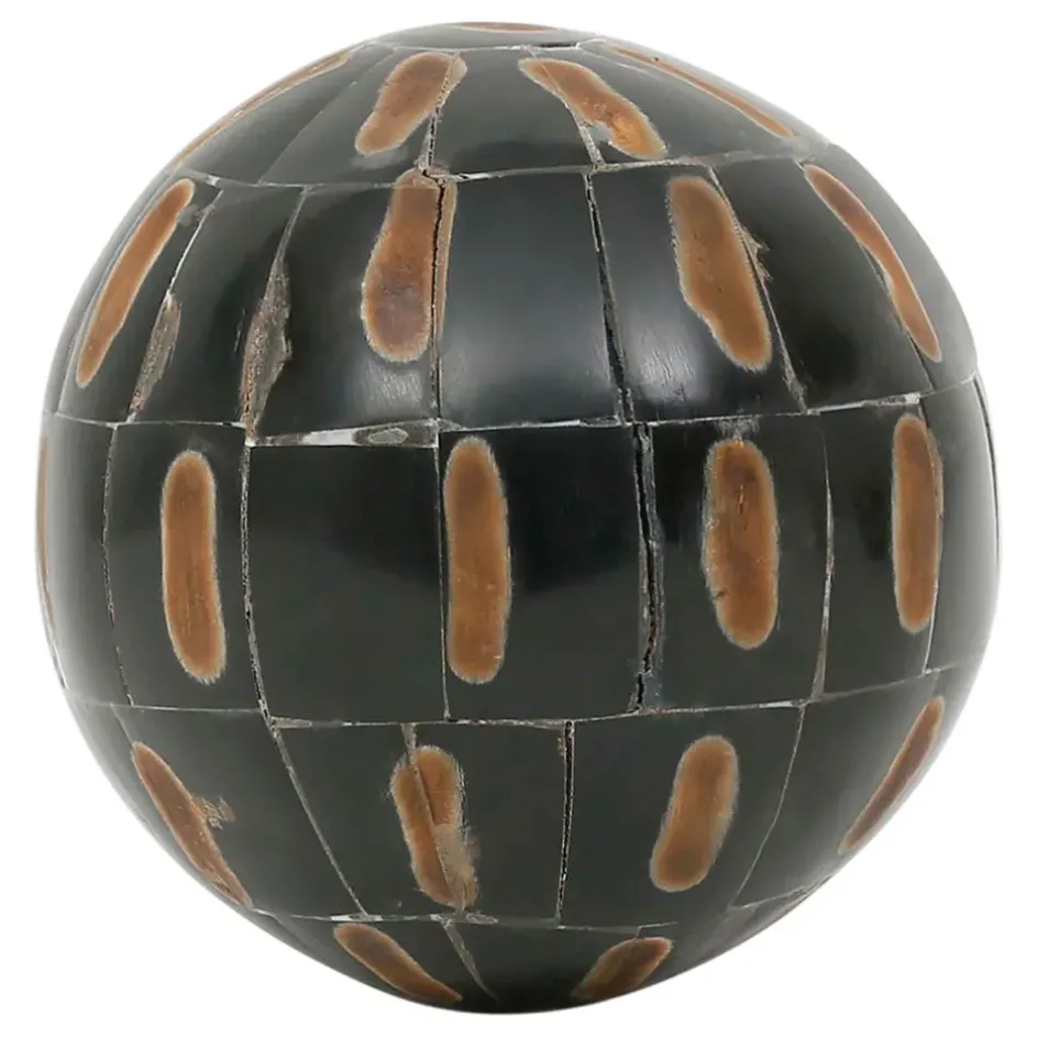 Fabrique de Styles Petits Objets Déco*Lot de 6 boules décoratives en résine brun et ivoire - Sumba