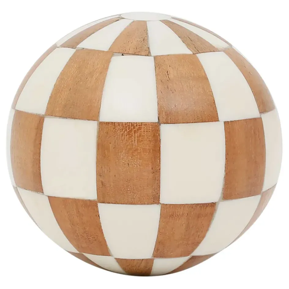 Fabrique de Styles Petits Objets Déco*Lot de 6 boules décoratives en résine brun et ivoire - Sumba