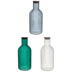 Fabrique de Styles Carafes Et Pichets*Lot de 3 bouteilles en verre borosilicate bleu émeraude et transparent 1.4L - Mycenes