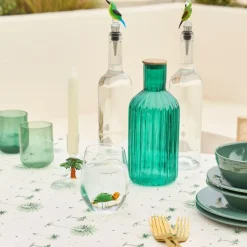 Fabrique de Styles Carafes Et Pichets*Lot de 3 bouteilles en verre borosilicate bleu émeraude et transparent 1.4L - Mycenes