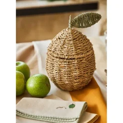 Fabrique de Styles Paniers Et Corbeilles*Lot de 2 corbeille pommes en jonc de mer naturel et vert - Les Fruits