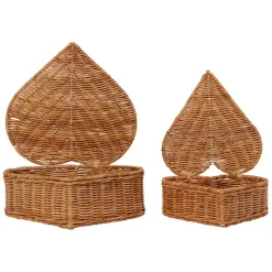 Fabrique de Styles Paniers Et Corbeilles*Lot de 2 corbeilles coeur avec couvercle en rotin - Fantine