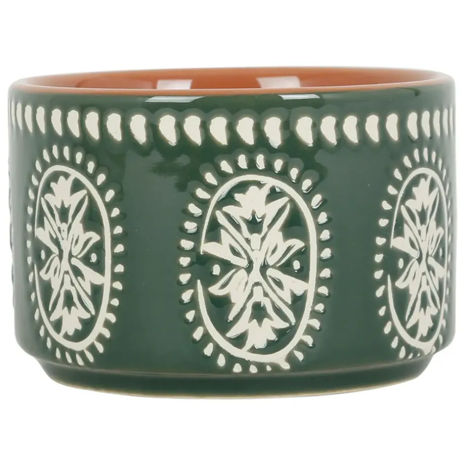 Fabrique de Styles Bols Et Coupelles*Lot de 3 coupelles en grès et plateau terracotta, vert et blanc - romance vegetal