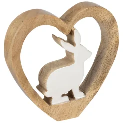 Fabrique de Styles Petits Objets Déco*Lot de 2 Lapins cœur en manguier naturel et blanc - Floréal