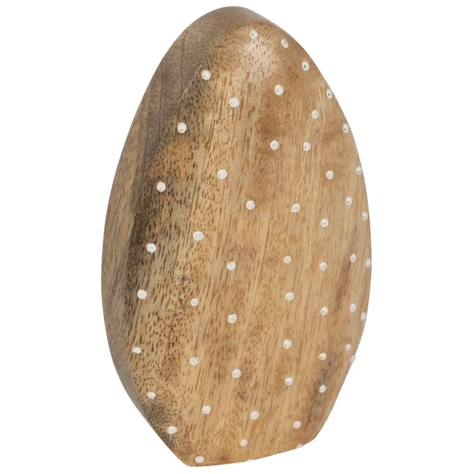 Fabrique de Styles Petits Objets Déco*Lot de 2 Oeufs en manguier naturel et blanc - Floréal