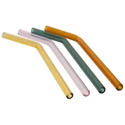 Fabrique de Styles Accessoires Réutilisables*Lot de 4 pailles en verre borosilicate h19cm - Funny