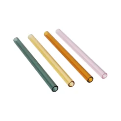 Fabrique de Styles Accessoires Réutilisables*Lot de 4 pailles en verre borosilicate h14cm - Funny
