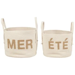 Fabrique de Styles Paniers Et Corbeilles*Lot de 2 paniers en coton et jute écru - Eté A La Mer