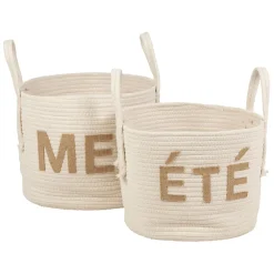 Fabrique de Styles Paniers Et Corbeilles*Lot de 2 paniers en coton et jute écru - Eté A La Mer