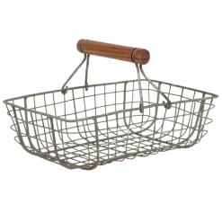 Fabrique de Styles Paniers Et Corbeilles*Lot de 3 paniers en fer avec anse en bois