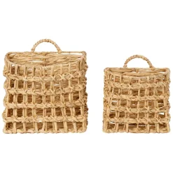 Fabrique de Styles Paniers Et Corbeilles*Lot de 2 paniers en jacynthe d'eau et fer - Famille