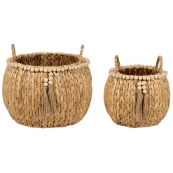 Fabrique de Styles Paniers Et Corbeilles*Lot de 2 paniers en Jacynthe d'eau et fer - Eté A La Mer