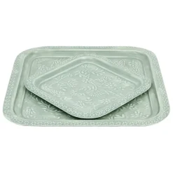 Fabrique de Styles Plateaux*Lot de 2 plateaux carré en fer émaillé - Baroque