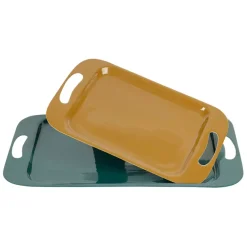 Fabrique de Styles Plateaux*Lot de 2 plateaux en fer émeraude et moutarde - Pop'S