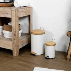 Fabrique de Styles Poubelles*Lot de 2 poubelles à pédale en métal et bambou 3L et 12L