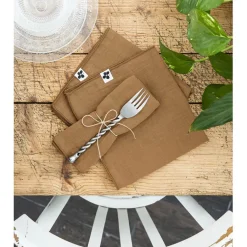 Fabrique de Styles Serviettes De Table*Lot de 3 serviettes de table en gaze de coton 40x40cm - Gaia