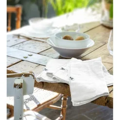 Fabrique de Styles Serviettes De Table*Lot de 3 serviettes de table chantilly en gaze de coton 40x40cm - Gaia