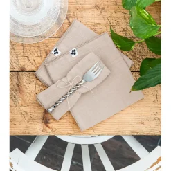 Fabrique de Styles Serviettes De Table*Lot de 3 serviettes en gaze de coton unie pampa 40x40cm - Gaia