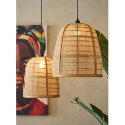 Fabrique de Styles Suspensions*Lot de 2 suspensions en lin et bambou non électrifiée - Plaka