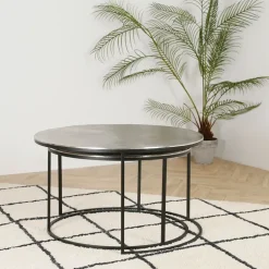 Fabrique de Styles Table Basses*Lot de 2 table gigogne en aluminium et fer - Felia