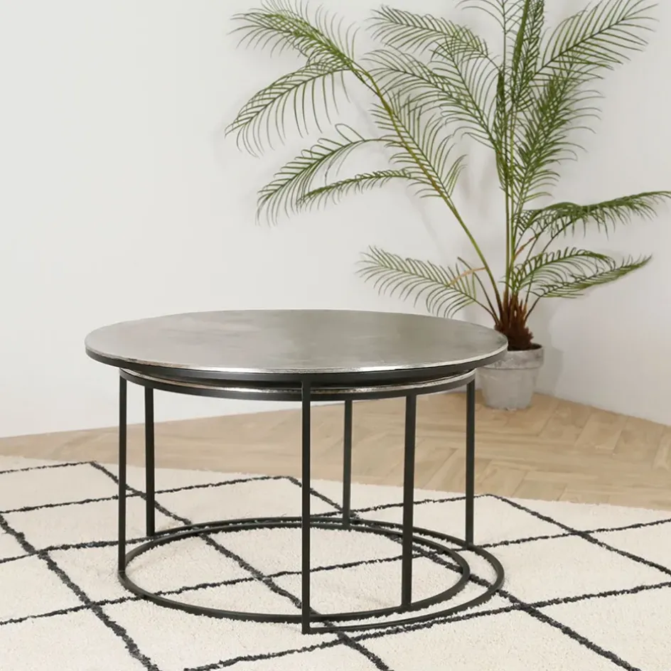 Fabrique de Styles Table Basses*Lot de 2 table gigogne en aluminium et fer - Felia