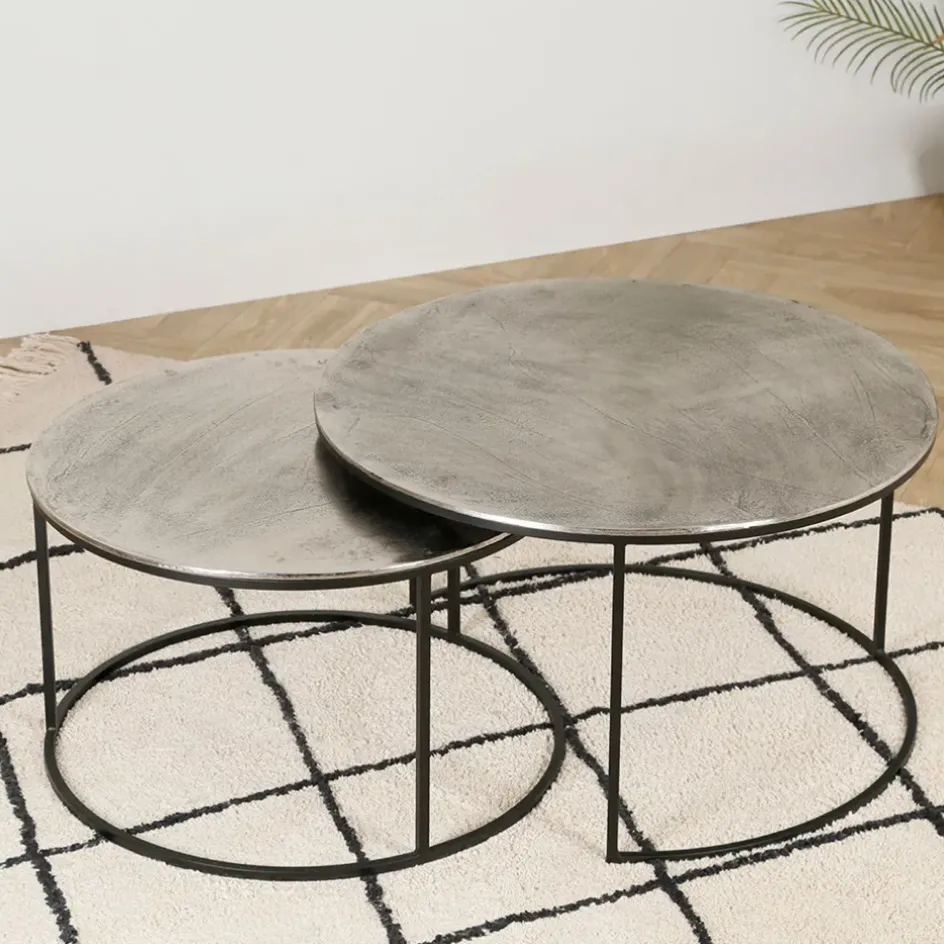 Fabrique de Styles Table Basses*Lot de 2 table gigogne en aluminium et fer - Felia