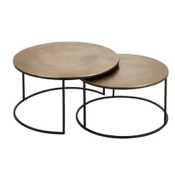 Fabrique de Styles Table Basses*Lot de 2 table gigogne en aluminium et fer - Felia