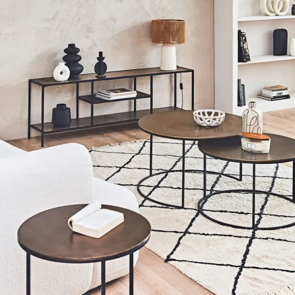 Fabrique de Styles Table Basses*Lot de 2 table gigogne en aluminium et fer - Felia