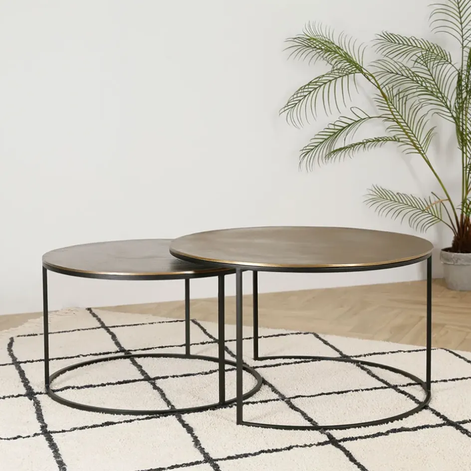 Fabrique de Styles Table Basses*Lot de 2 table gigogne en aluminium et fer - Felia