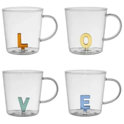 Fabrique de Styles Tasses Et Mugs*Lot de 4 tasses a thé love en verre 35cl - Colorea
