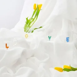 Fabrique de Styles Tasses Et Mugs*Lot de 4 tasses a thé love en verre 35cl - Colorea