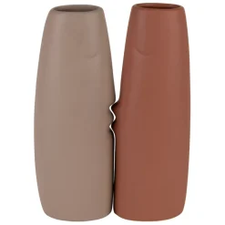 Fabrique de Styles Vases Et Soliflores*Lot de 2 vases visage en grès et beige h30cm