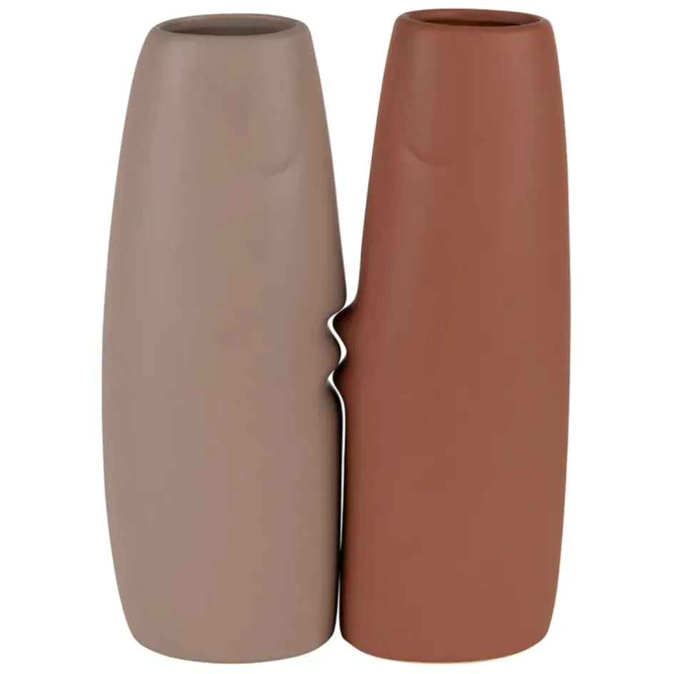 Fabrique de Styles Vases Et Soliflores*Lot de 2 vases visage en grès et beige h30cm