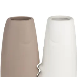 Fabrique de Styles Vases Et Soliflores*Lot de 2 Vases visage en gres, beige et blanc