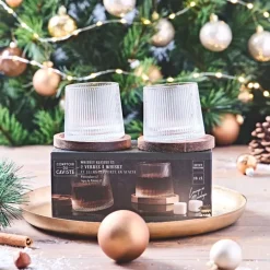 Fabrique de Styles Verres À Alcool*Lot de 2 verres a whisky support acacia d6xh7cm