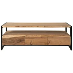 Fabrique de Styles Meubles Tv*Meuble Tv 3 portes en acacia et pieds en fer noir - Brooklyn