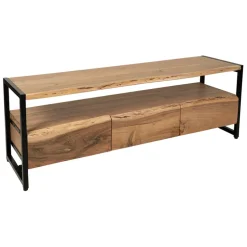 Fabrique de Styles Meubles Tv*Meuble Tv 3 portes en acacia et pieds en fer noir - Brooklyn