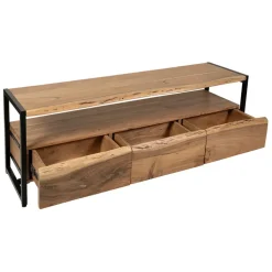 Fabrique de Styles Meubles Tv*Meuble Tv 3 portes en acacia et pieds en fer noir - Brooklyn