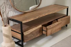 Fabrique de Styles Meubles Tv*Meuble Tv 3 portes en acacia et pieds en fer noir - Brooklyn