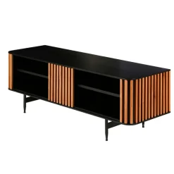 Fabrique de Styles Meubles Tv*Meuble TV en chêne et noir 4 niche L130cm - Linea