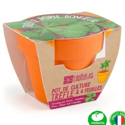 Fabrique de Styles Prêt À Pousser*Mini kit d6cm terre cuite trèfle 4 feuilles