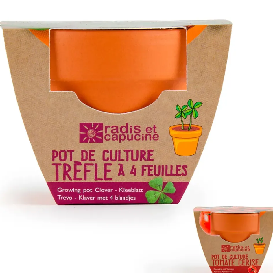 Fabrique de Styles Prêt À Pousser*Mini kit d6cm terre cuite trèfle 4 feuilles