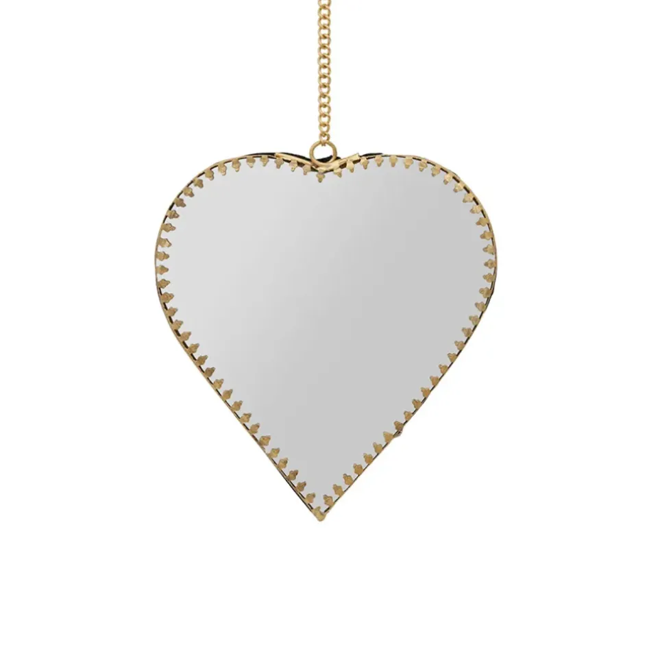 Fabrique de Styles Miroirs*Miroir cœur en laiton et miroir 12.5x13.5cm - Cœur