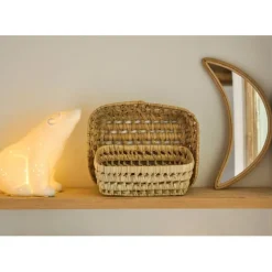 Fabrique de Styles Miroirs*Miroir lune en rotin 14x30cm