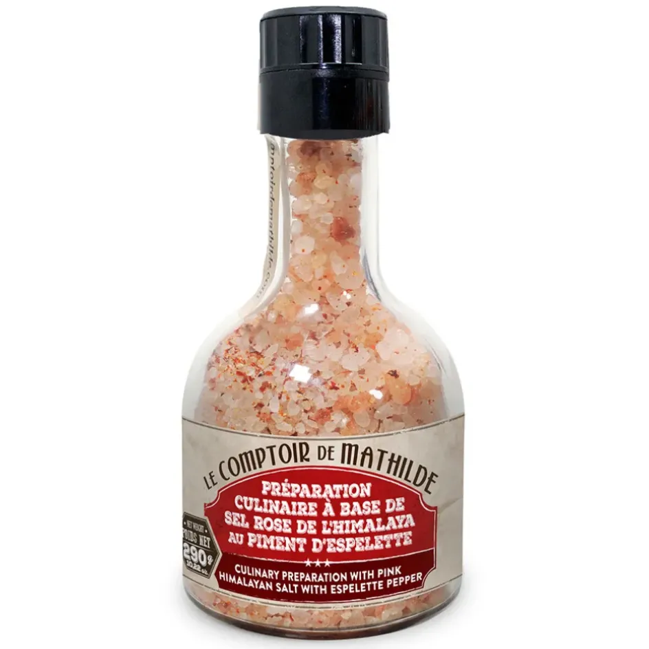 Fabrique de Styles Condiments Et Épices*Moulin sel rose de l'himalaya au piment d'espelette empilable - 290gr