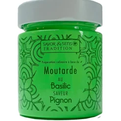 Fabrique de Styles Condiments Et Épices*Moutarde saveur basilic & pignons (pot vert)