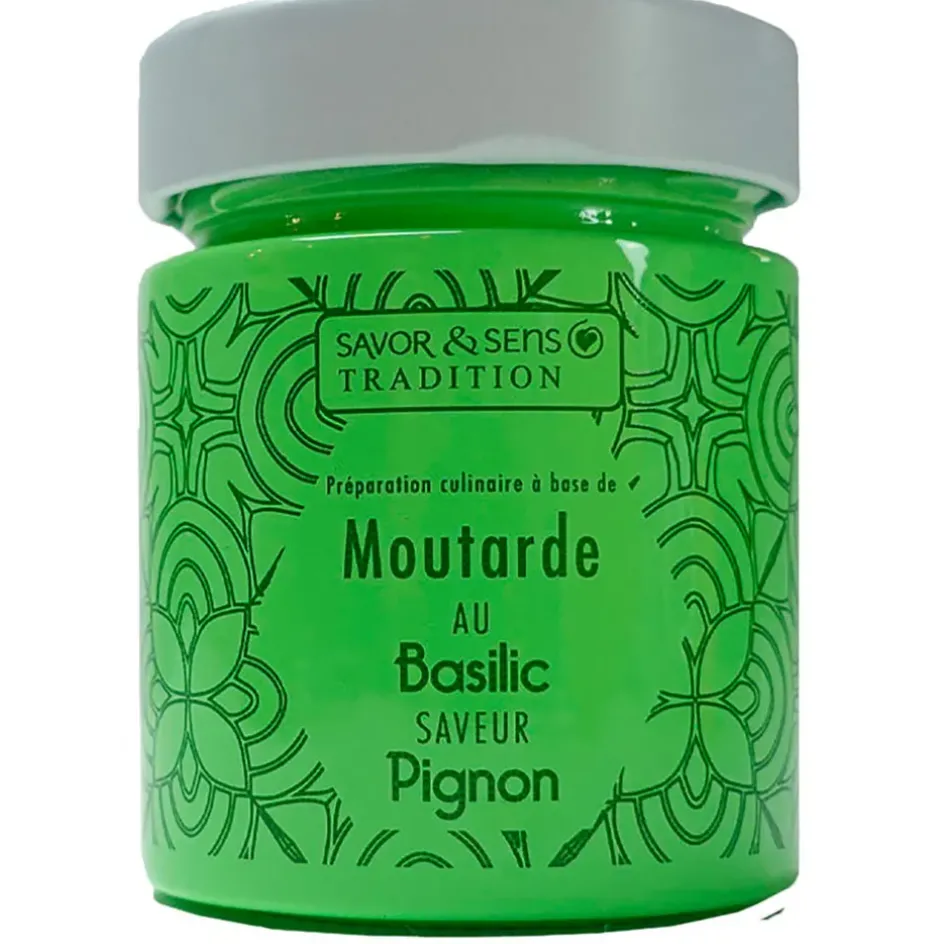 Fabrique de Styles Condiments Et Épices*Moutarde saveur basilic & pignons (pot vert)