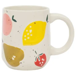 Fabrique de Styles Tasses Et Mugs*Mug en grès moucheté écru et 38cl - Les Fruits
