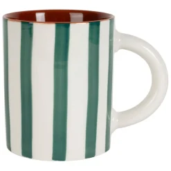 Fabrique de Styles Tasses Et Mugs*Mug en grès rayé émeraude et blanc 40cl - Alaria